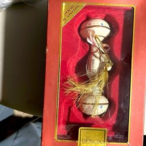 Lenox 2008 Baby's First Christmas Holiday Rattle Ornament NIB Box does show wear